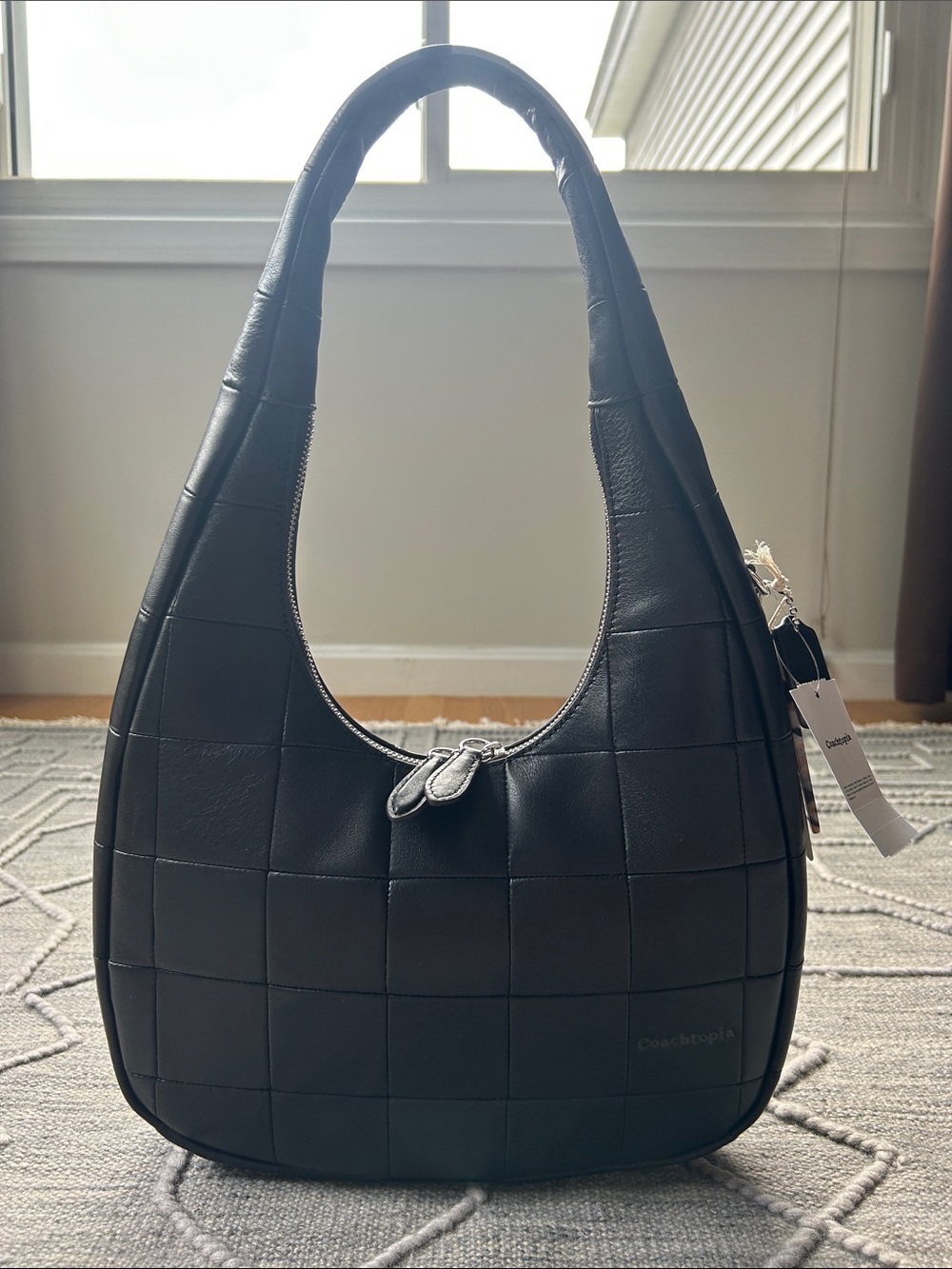 NWT COACH Alter Ego Coachtopia Crescent Shoulder Hobo Bag-Black Quilted Leather